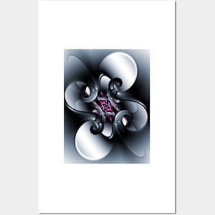 Black and White Curling Shapes Posters and Art